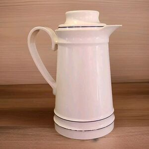 Vintage Thermos Sheree Carafe # 810 White Navy Blue Glass Lined West Germany